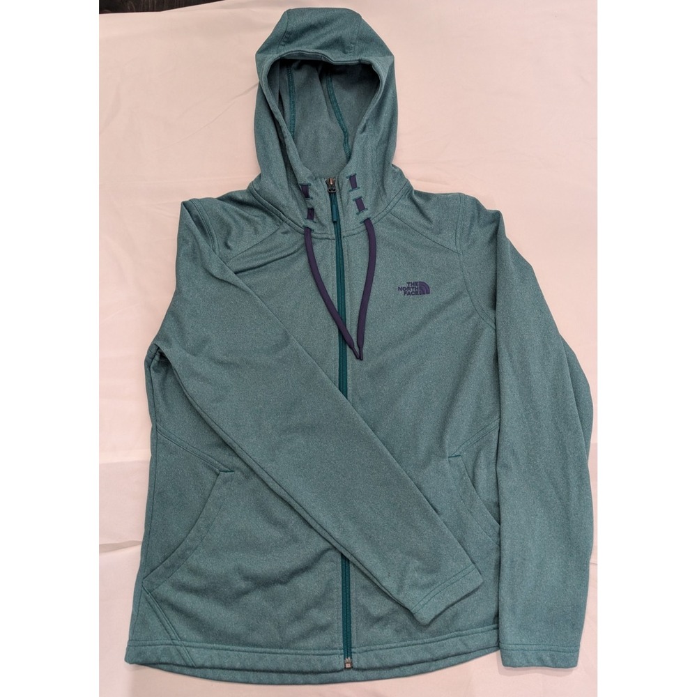 The North Face Hoodie Womens Large Teal Heathered Full Zip Fleece Jacket L
